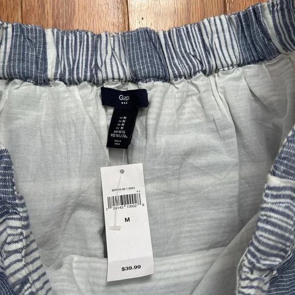 GAP | Blue Striped Linen Skirt | Elastic Drawstring Waist | size M - Picture 2 of 7